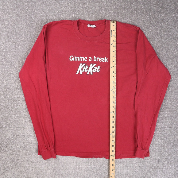 VTG Kit Kat Chocolate Candy Gimme a Break Medium Red Long Sleeve T-Shirt - Picture 3 of 9